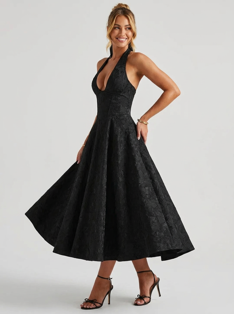 Women's Formal Dress Halter Neck Corset A-Line | Midi