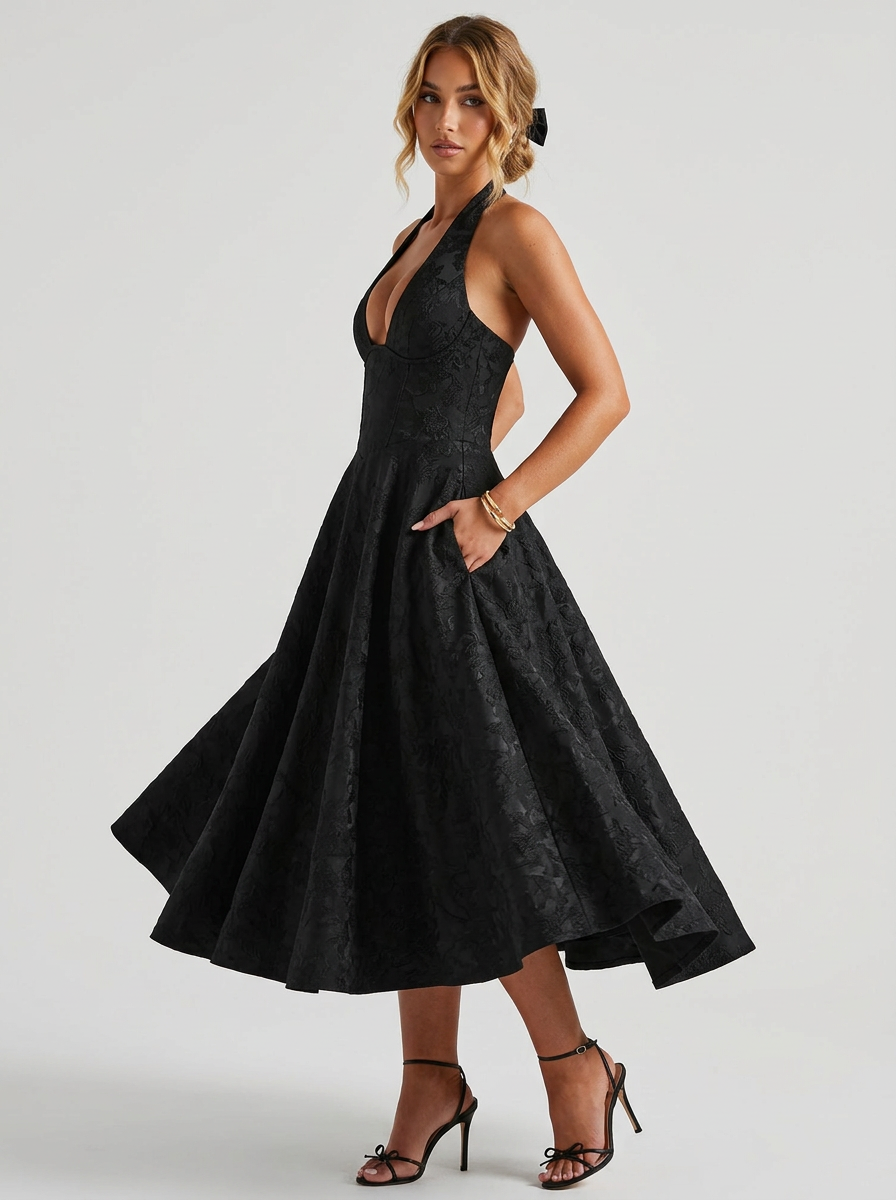 Women's Formal Dress Halter Neck Corset A-Line | Midi