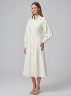 Women's Formal Dress Shirt Collar Long Sleeve | Midi