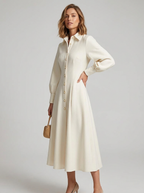 Women's Formal Dress Shirt Collar Long Sleeve | Midi