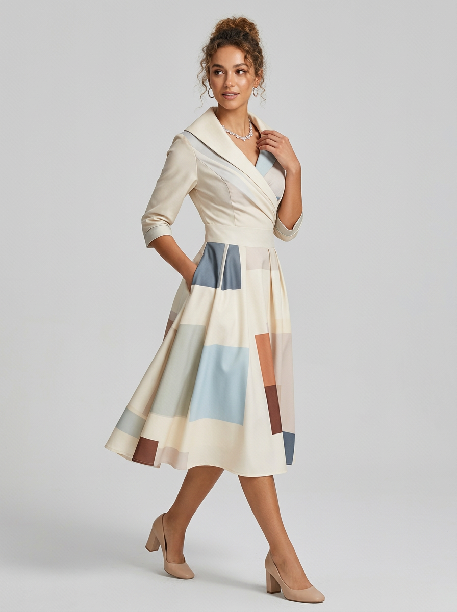 Women's Formal Wrap V Neck A Line Midi Dress