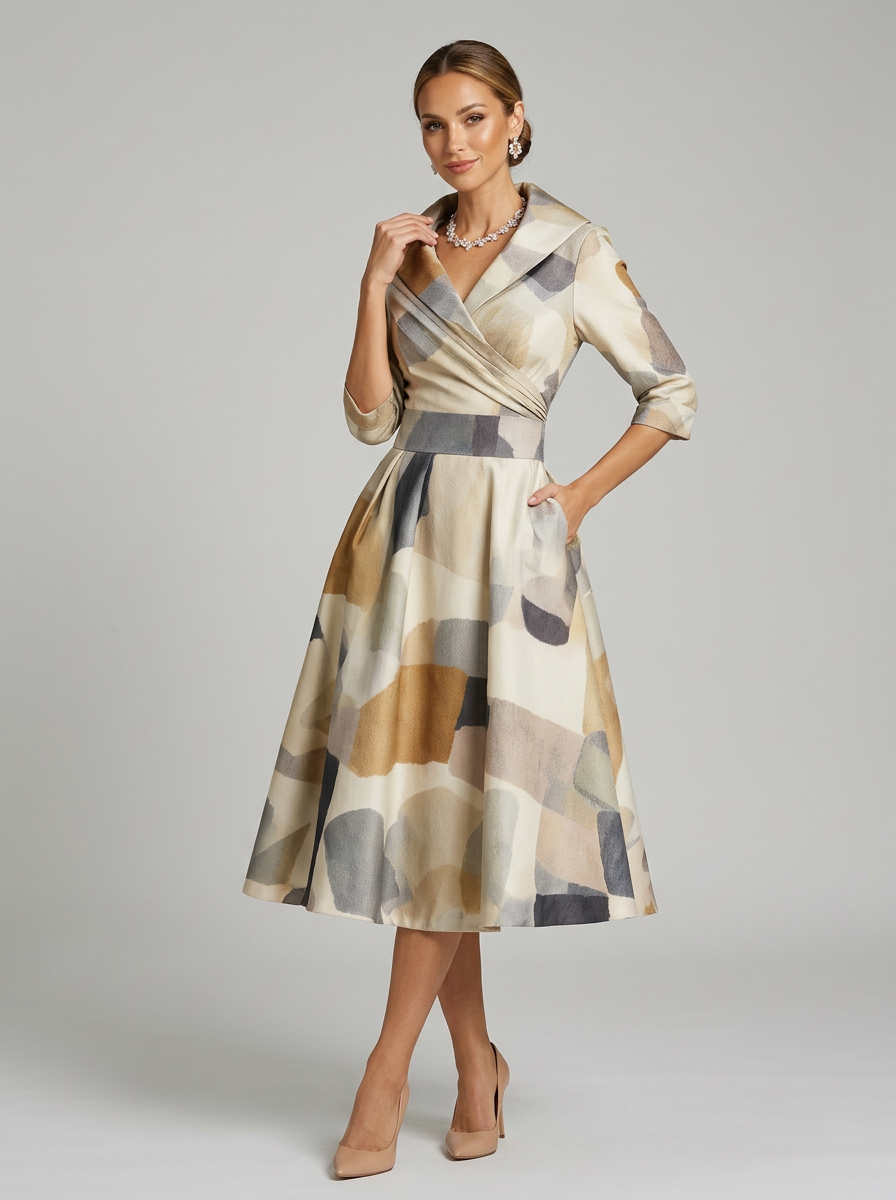 Women's Formal Wrap V Neck A Line Midi Dress
