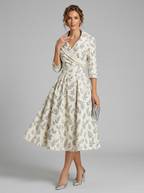 Women's Formal Wrap V Neck A Line Midi Dress