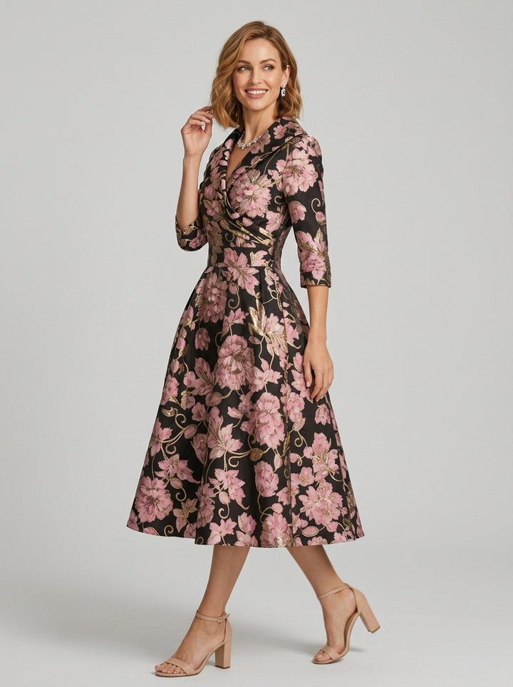 Women's Formal Wrap V Neck A Line Midi Dress