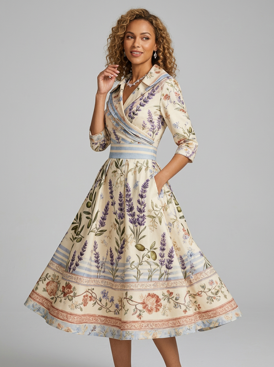 Women's Formal Wrap V Neck A Line Midi Dress