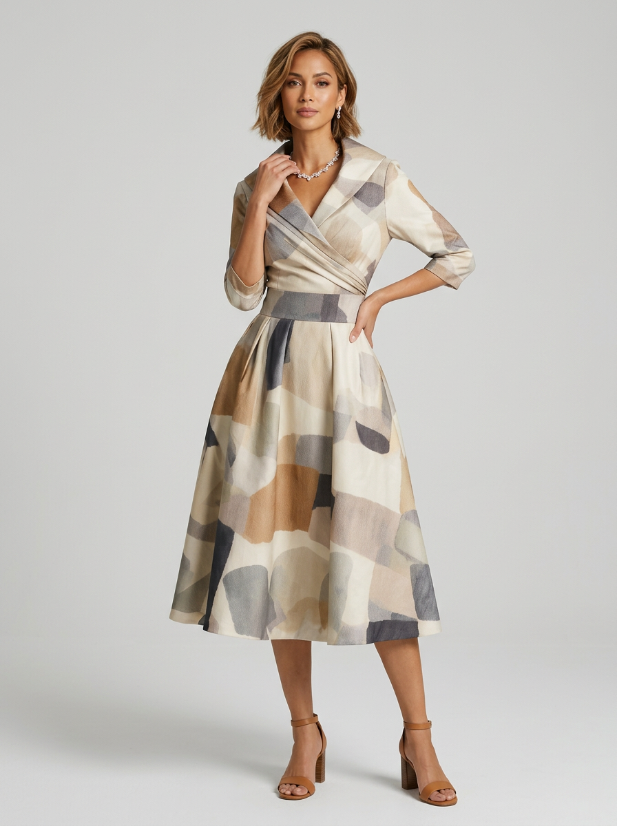 Women's Formal Wrap V Neck A Line Midi Dress
