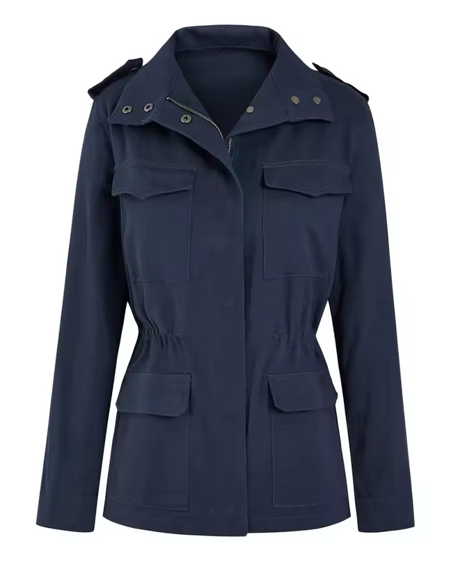 Women’s Utility Jacket with Flap Pockets and Elastic Waist