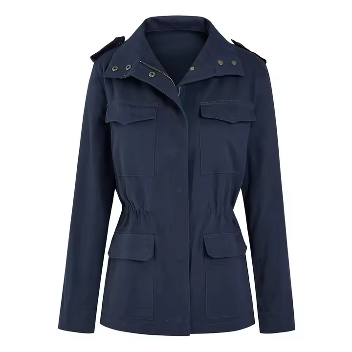 Women’s Utility Jacket with Flap Pockets and Elastic Waist-HighTouch