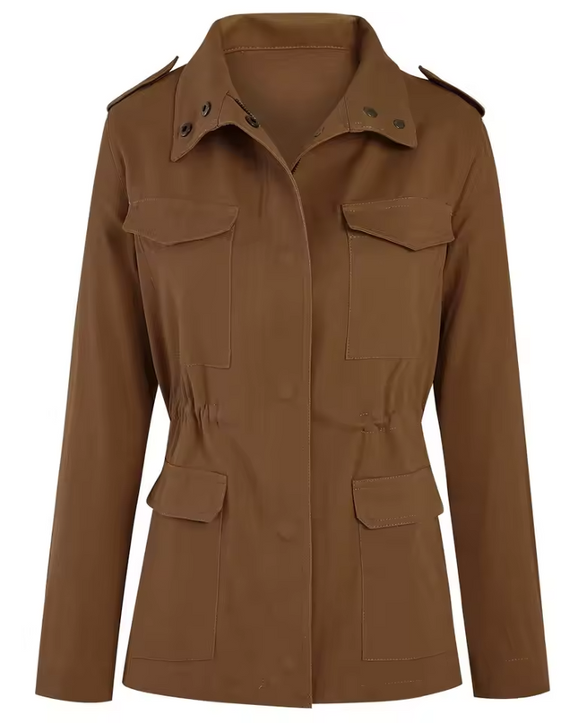 Women’s Utility Jacket with Flap Pockets and Elastic Waist