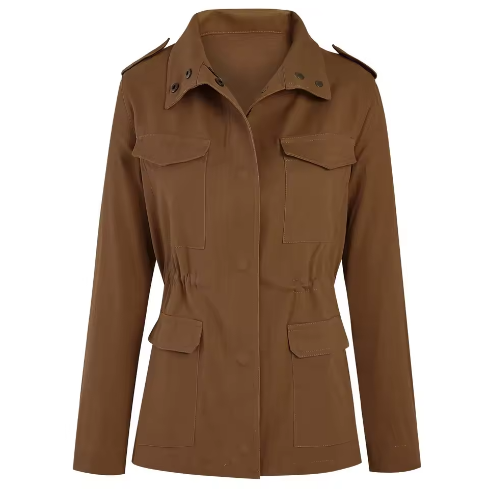 Women’s Utility Jacket with Flap Pockets and Elastic Waist-HighTouch