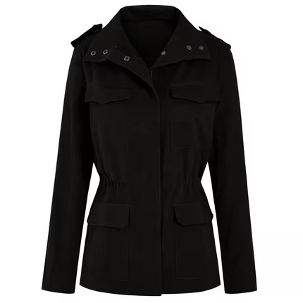 Women’s Utility Jacket with Flap Pockets and Elastic Waist