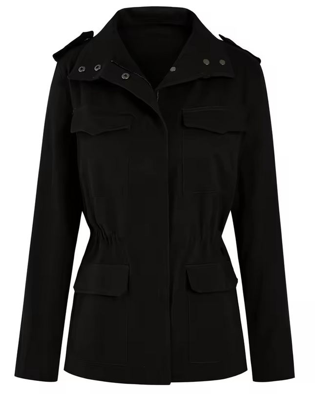 Women’s Utility Jacket with Flap Pockets and Elastic Waist