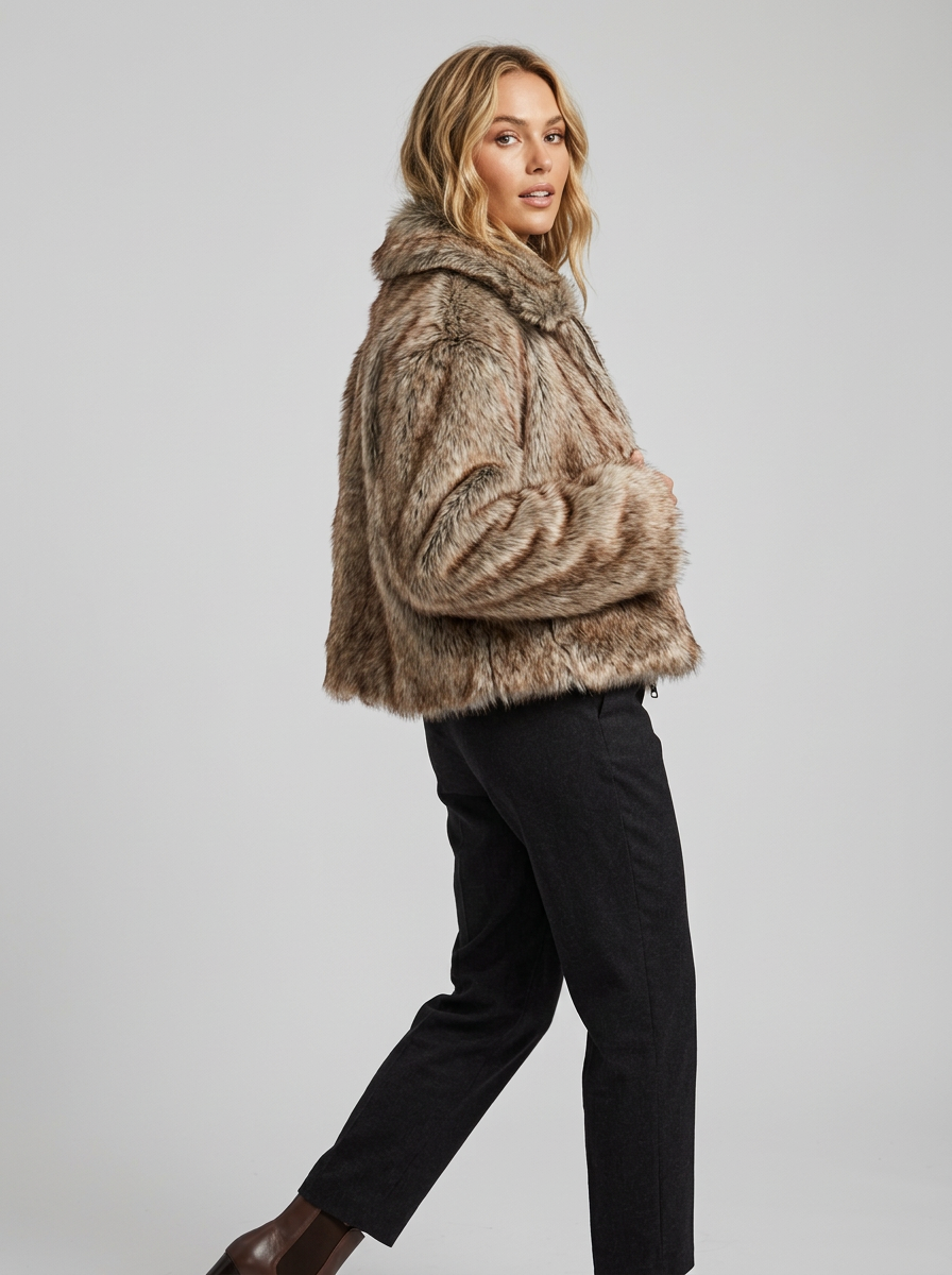 Womens Oversized Shaggy Jacket With Voluminous  Jacket