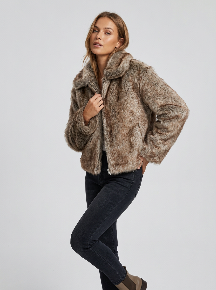 Womens Oversized Shaggy Jacket With Voluminous  Jacket