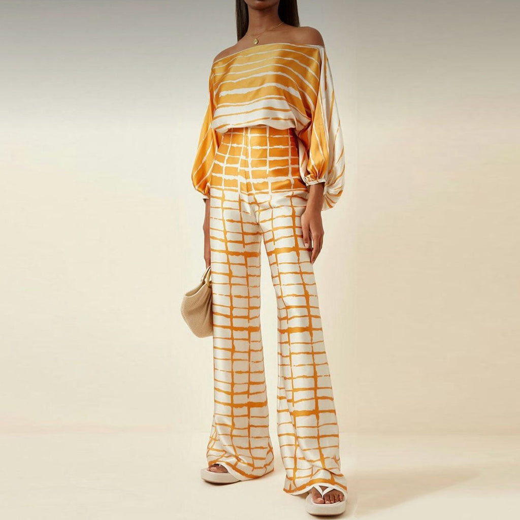Elegant Two Piece Summer Set With Sophisticated Prints And Luxurious Fabrics