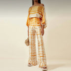 Elegant Two Piece Summer Set With Sophisticated Prints And Luxurious Fabrics