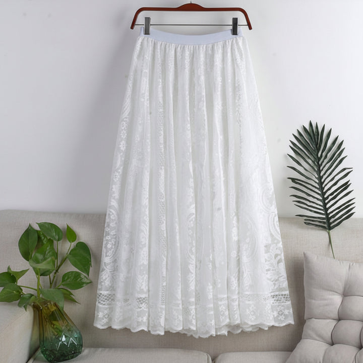 Women's Embroidered Lace Umbrella Long Skirt-HighTouch