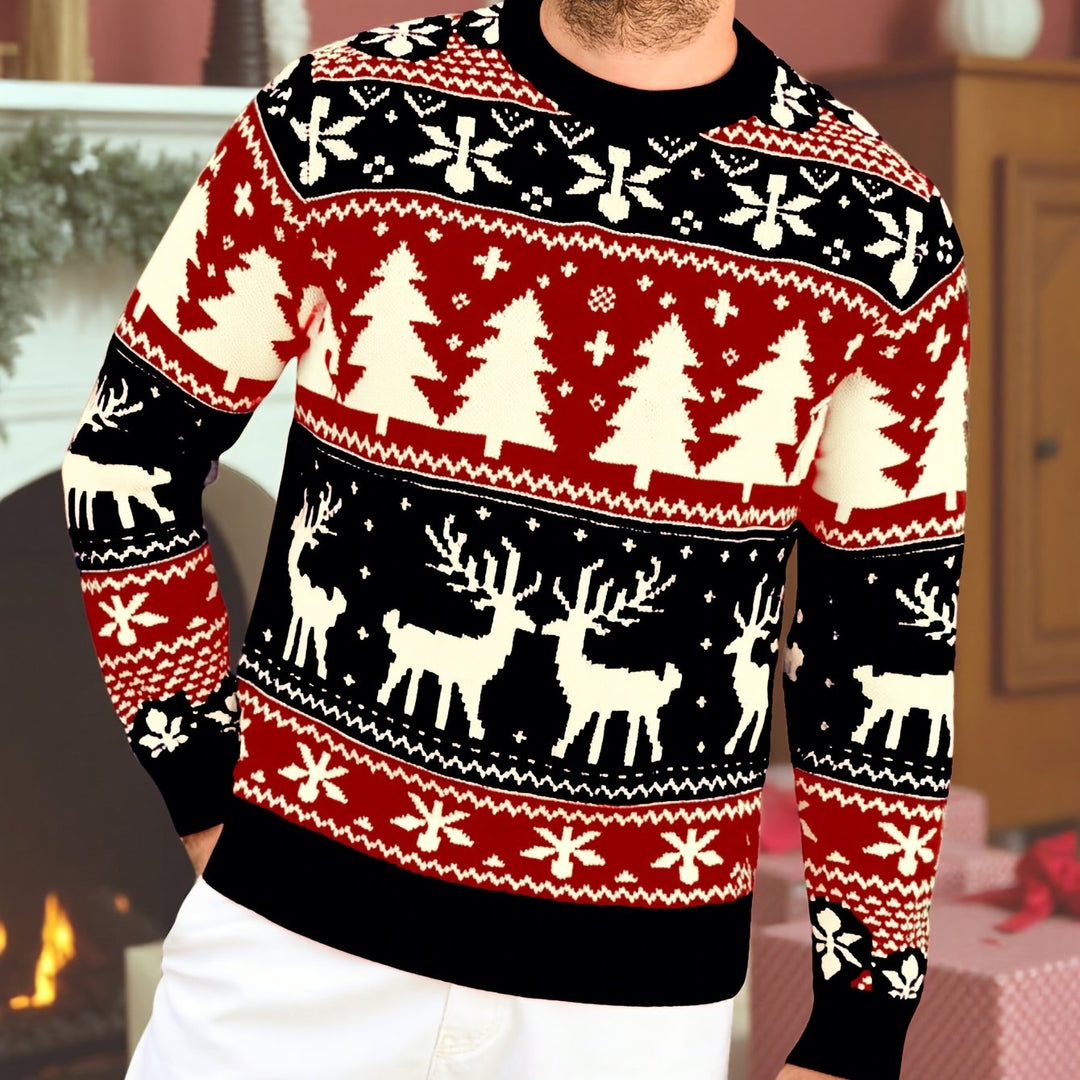 Men's Festive Knit Christmas Sweater with Winter Motifs
