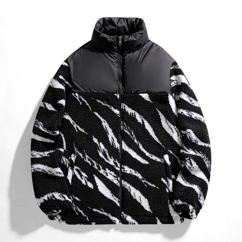 Autumn Men's Fleece Fashion Brand Contrast Color Baggy Coat-HighTouch