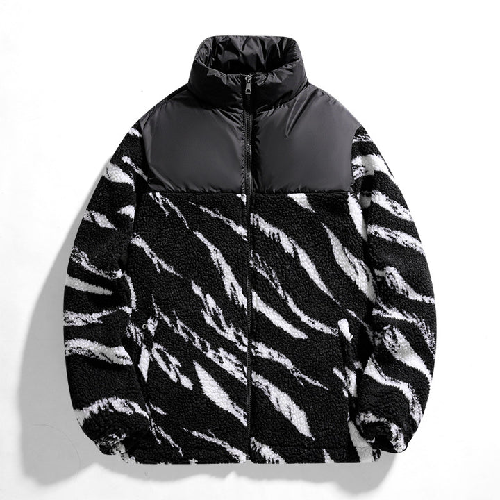 Autumn Men's Fleece Fashion Brand Contrast Color Baggy Coat-HighTouch