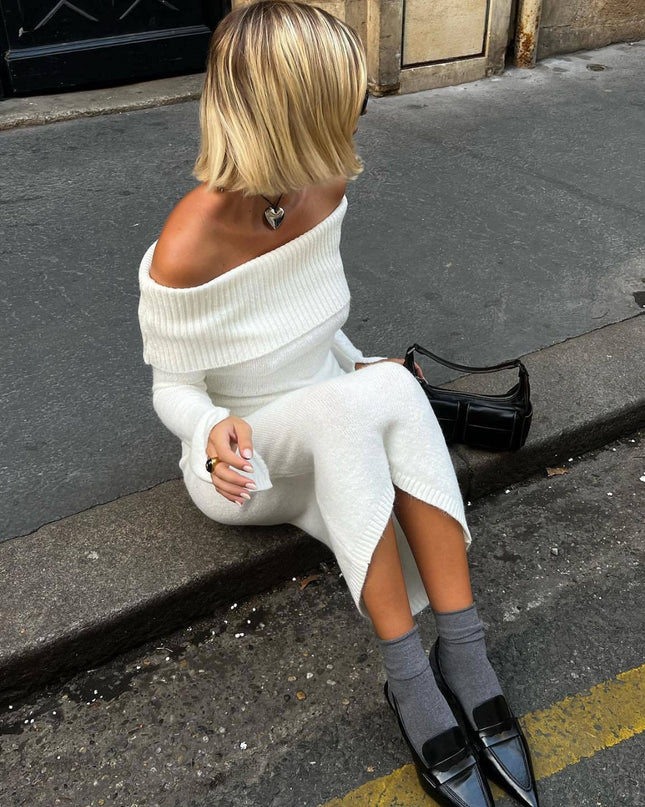 Off-Shoulder Knitted Skirt UK