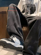 Men’s Washed Wide Leg Jeans Plus Size-HighTouch