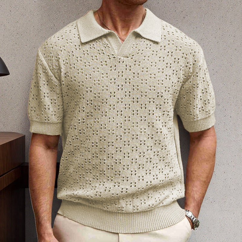 Fashion Dovetail Collar Tencel Men's Casual Sweater-HighTouch