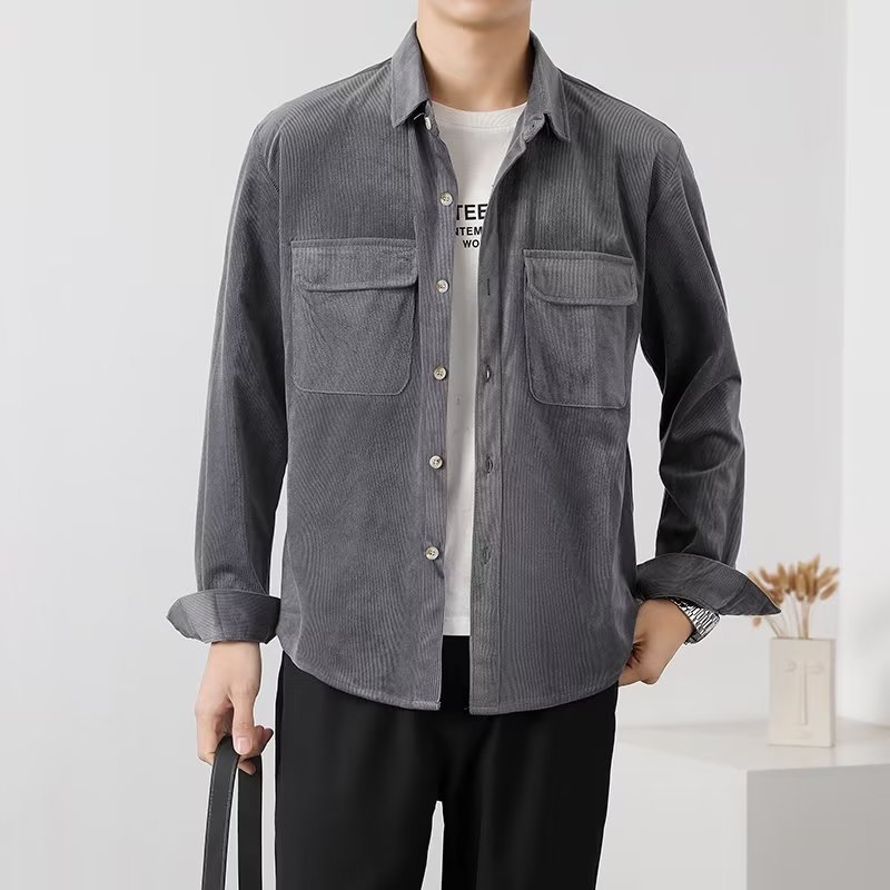 Vintage Corduroy Workwear Shirt Men-HighTouch
