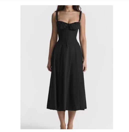Seaside Vacation Sling Back Cross Tied Slim Fit Overknee Dress-HighTouch