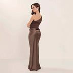 Crossbody Pleated Stitching Satin Skirt-HighTouch