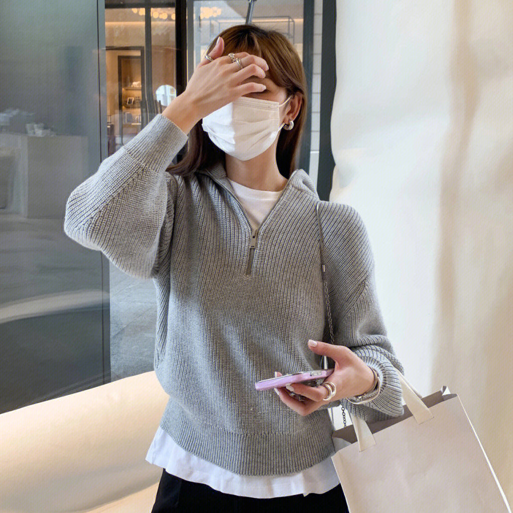 Casual Wool Blend Knit Sweater – Soft Crew Neck Pullover-HighTouch