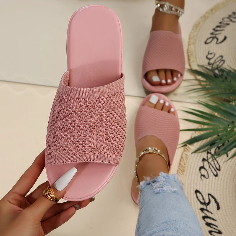 Women’s Platform Slip-On Wedge Sandals – All-Season PU Outdoor Shoes-HighTouch