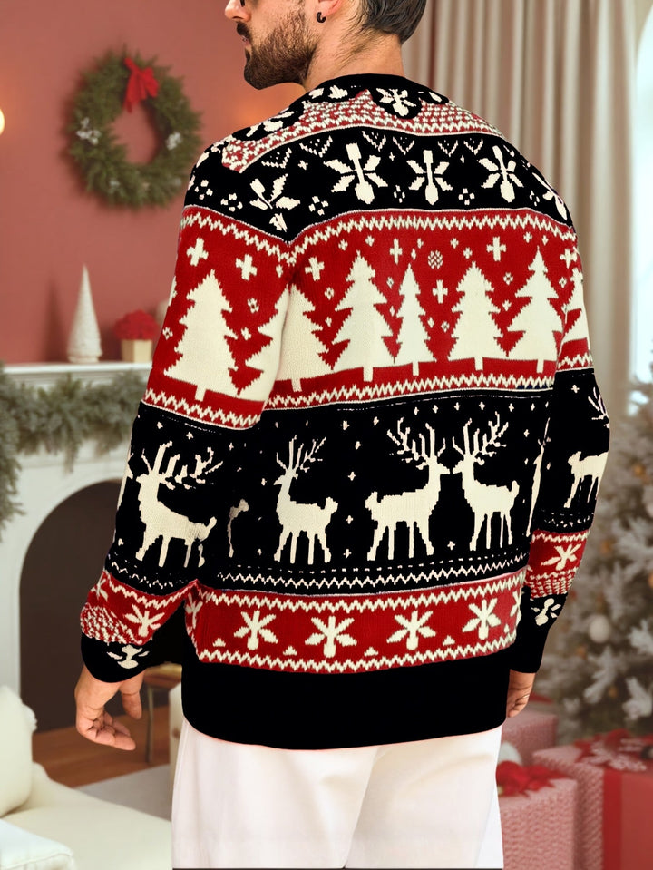 Men's Festive Knit Christmas Sweater with Winter Motifs