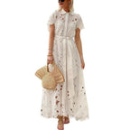 Casual Lace Cardigan Single-breasted Dress-HighTouch