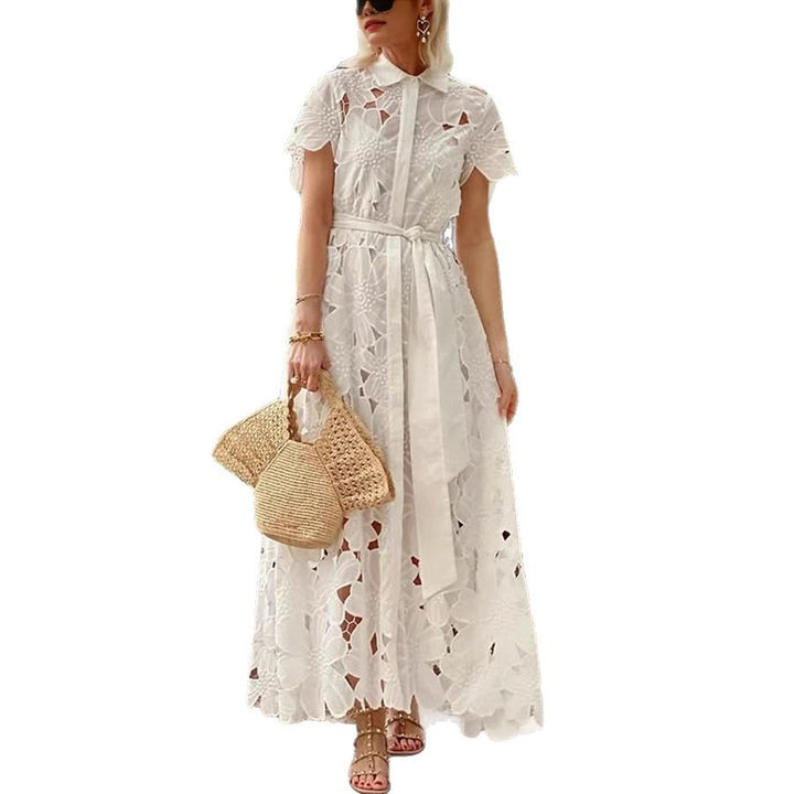 Casual Lace Cardigan Single-breasted Dress-HighTouch