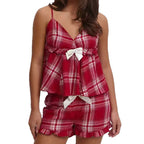 New Women's Clothing Comfortable And Casual Plaid Design With Bow Decoration, Sexy Vintage Camisole-HighTouch