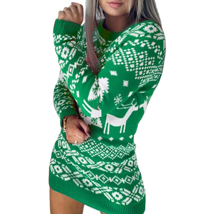 Women's Ugly Christmas Elk Snowflake Sweater - Festive Winter Sweater