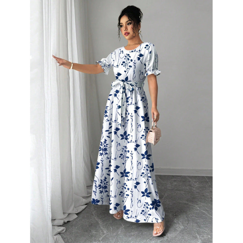 Summer Fashion Short-Sleeve Printed Dress-HighTouch