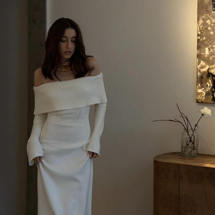 Off-Shoulder Knitted Dress UK