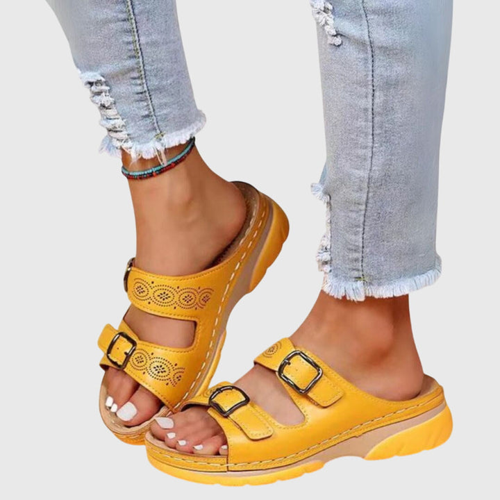 Women's Diora Orthopedic Leather Sandals – Comfort Arch-Support Walking Sandals