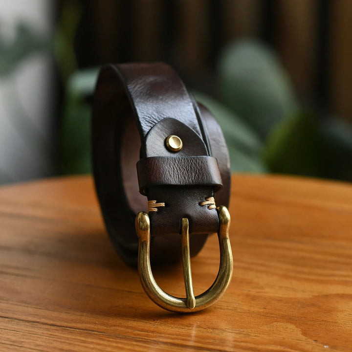 Men's 100% Cowhide Leather Belt | Durable Buckle
