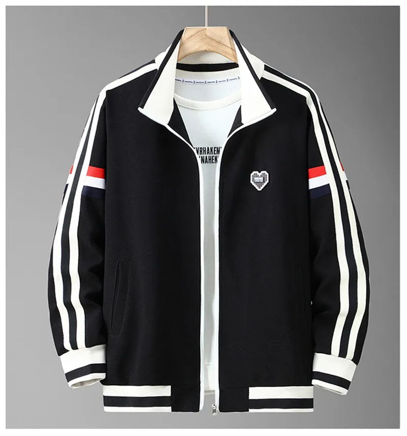 Men’s Plus-Size Stand-Up Collar Sweatshirt & Straight-Leg Sports Pants Tracksuit