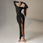 High Slit High Waist Slim Fit Dress-HighTouch