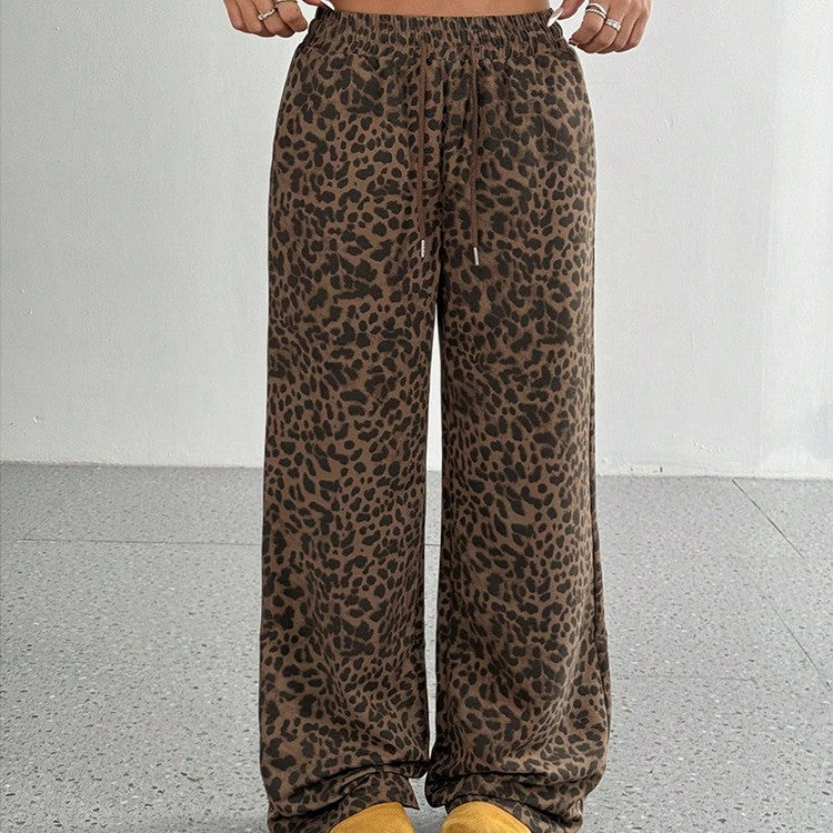 Leopard Print Floral Print Casual Jumpsuit Wide Leg Loose-HighTouch