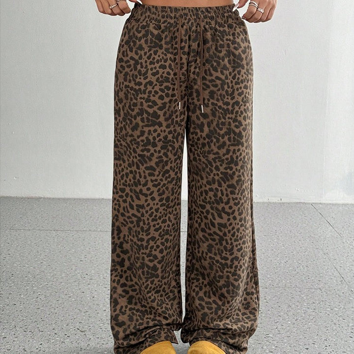 Leopard Print Floral Print Casual Jumpsuit Wide Leg Loose-HighTouch