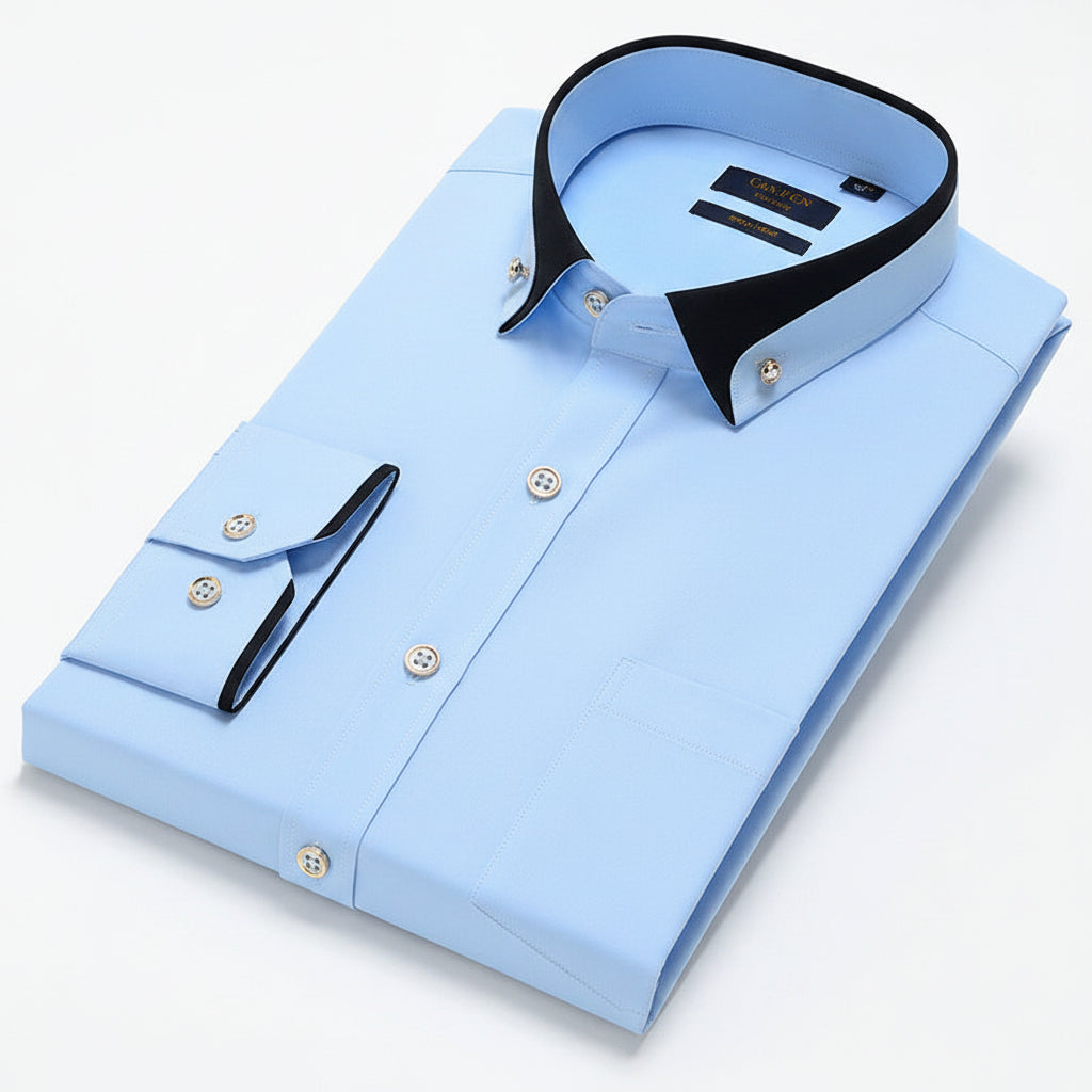 Men’s Stretch Long Sleeve Shirt Casual Non-Iron Slim Fit Dress Shirt-HighTouch