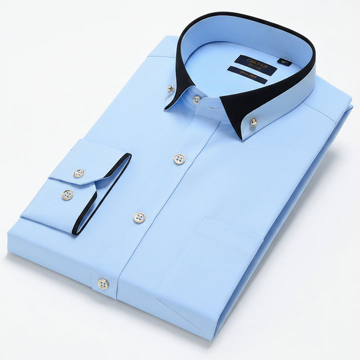 Men’s Stretch Long Sleeve Shirt Casual Non-Iron Slim Fit Dress Shirt-HighTouch