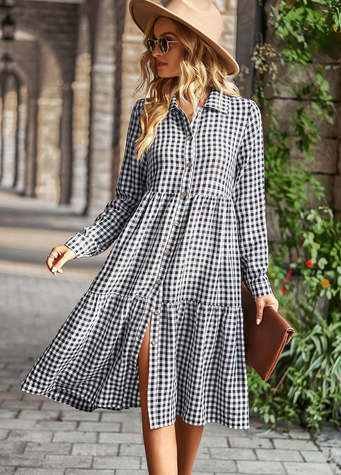 Women’s Elegant High Waist Flounced Dress – Stylish Office Look-HighTouch