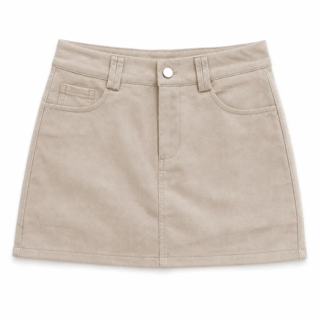 Women’s Black Denim Skort with High-Rise Fit