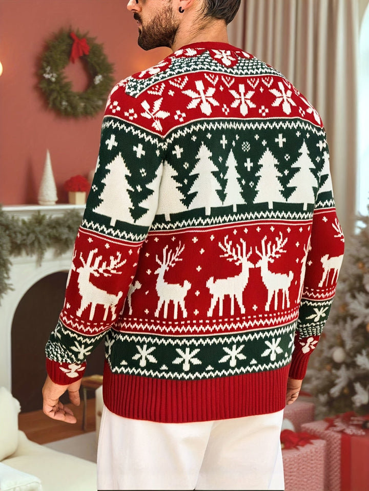 Men's Festive Knit Christmas Sweater with Winter Motifs